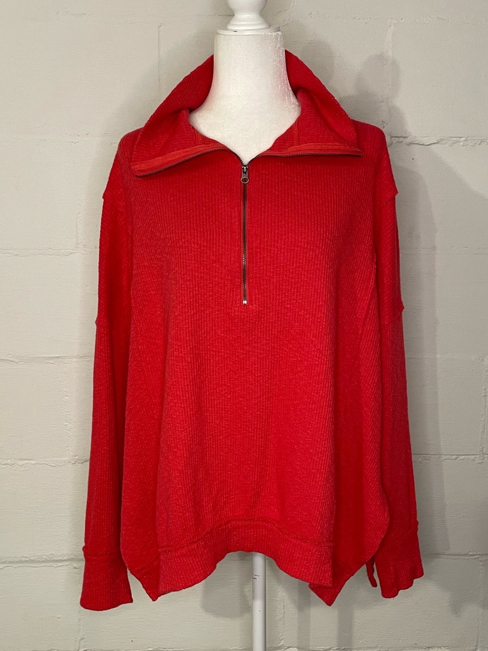 We The Free Bright Red Half-Zip Pullover